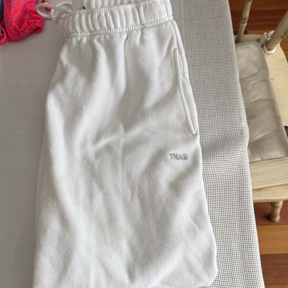 TNA White Sweat Pants with Elastic Waist